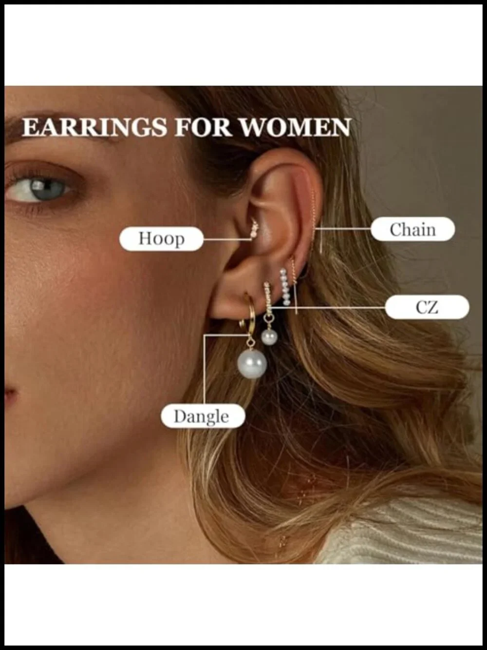 5 Pairs Pearl Huggie Earrings Stack Set Gold Dangle Hoop Earrings for Women